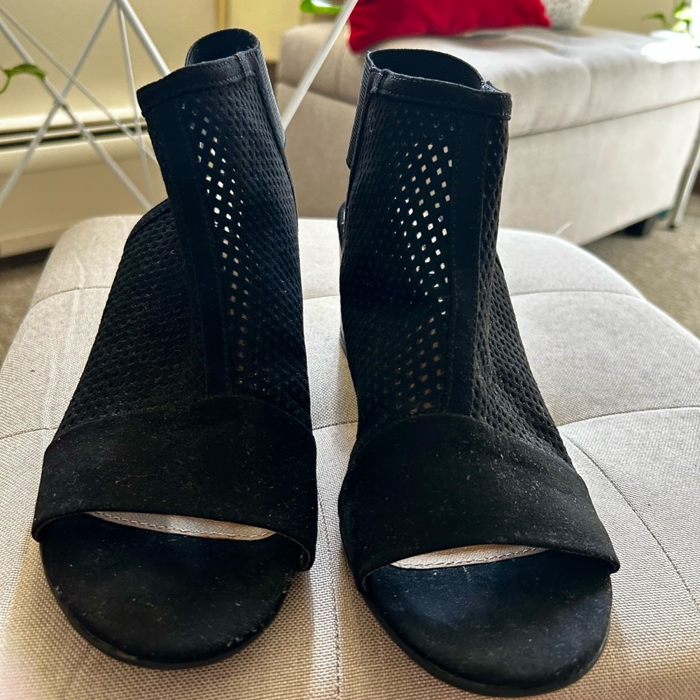Sonoma Black Open-Toe Mesh Booties